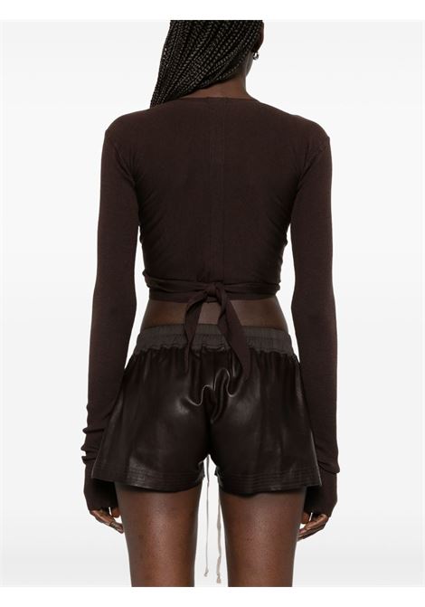 Brown wrap-design cropped top  Rick owens - women RICK OWENS | RP01E7645M14